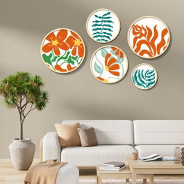 Wallity Yats-01 Conjunto de 5 Cuadros Decorativos Multicolor